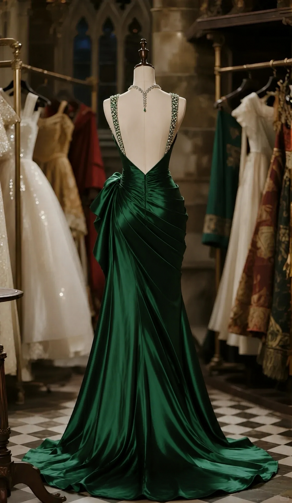 Luxurious Mermaid Sweetheart Neck Beaded-Strap Open Back Satin Train Evening Dress