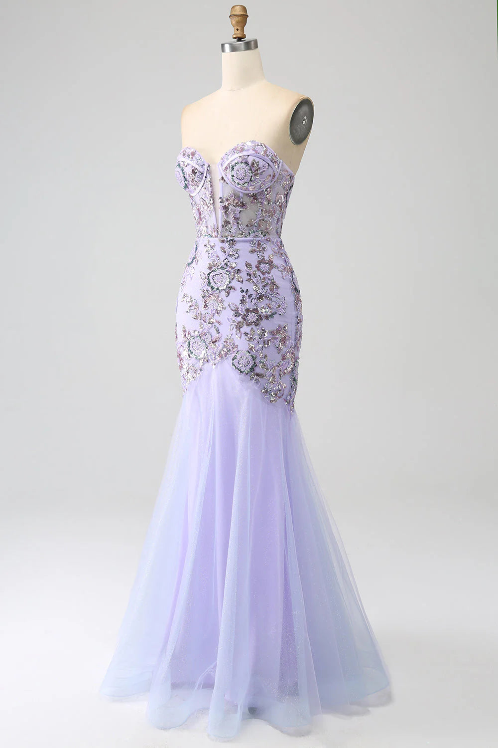 Wholesa Mermaid Strapless Corset Prom Dress with Beading