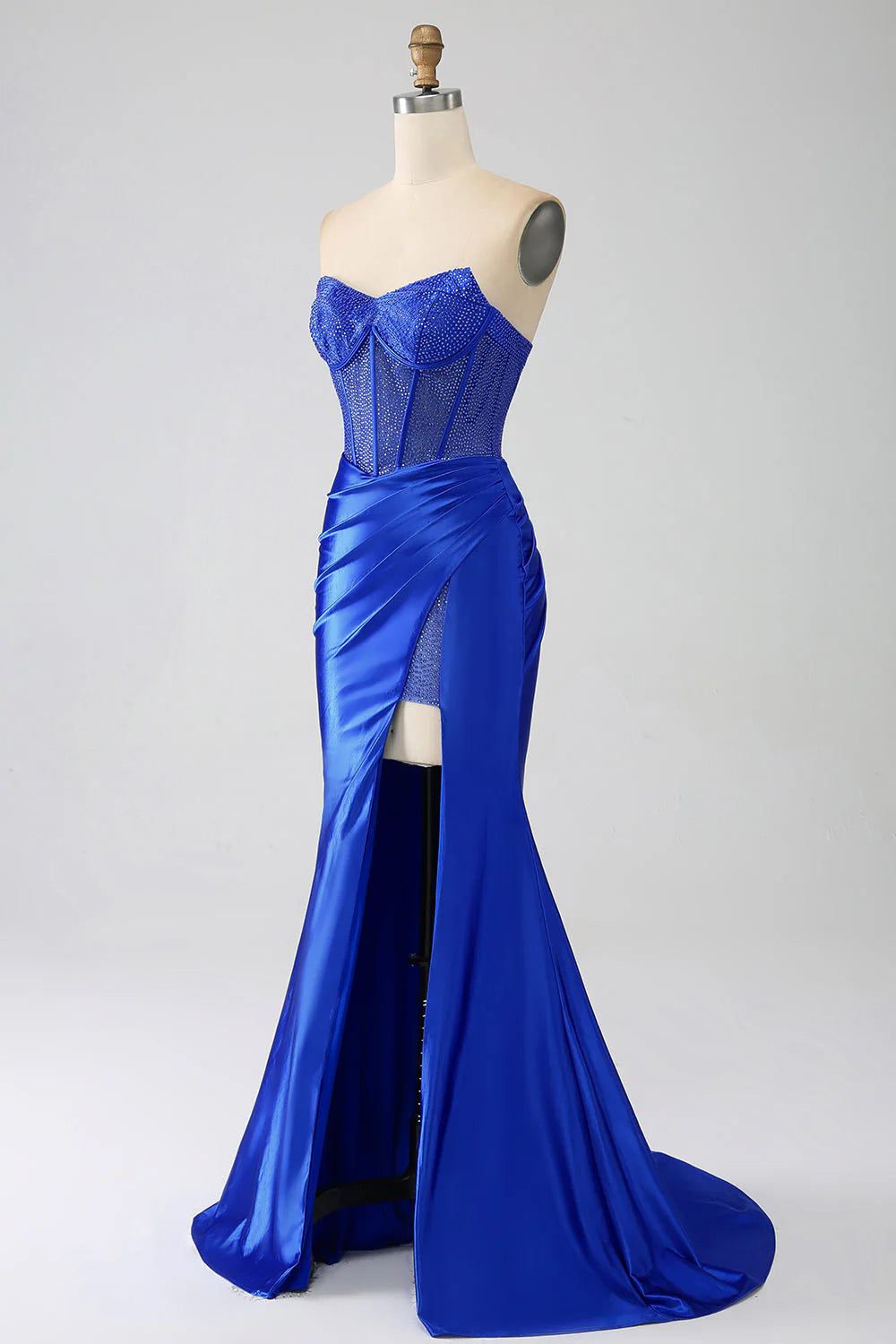 Wholesa Mermaid Strapless Corset Prom Dress with Beading