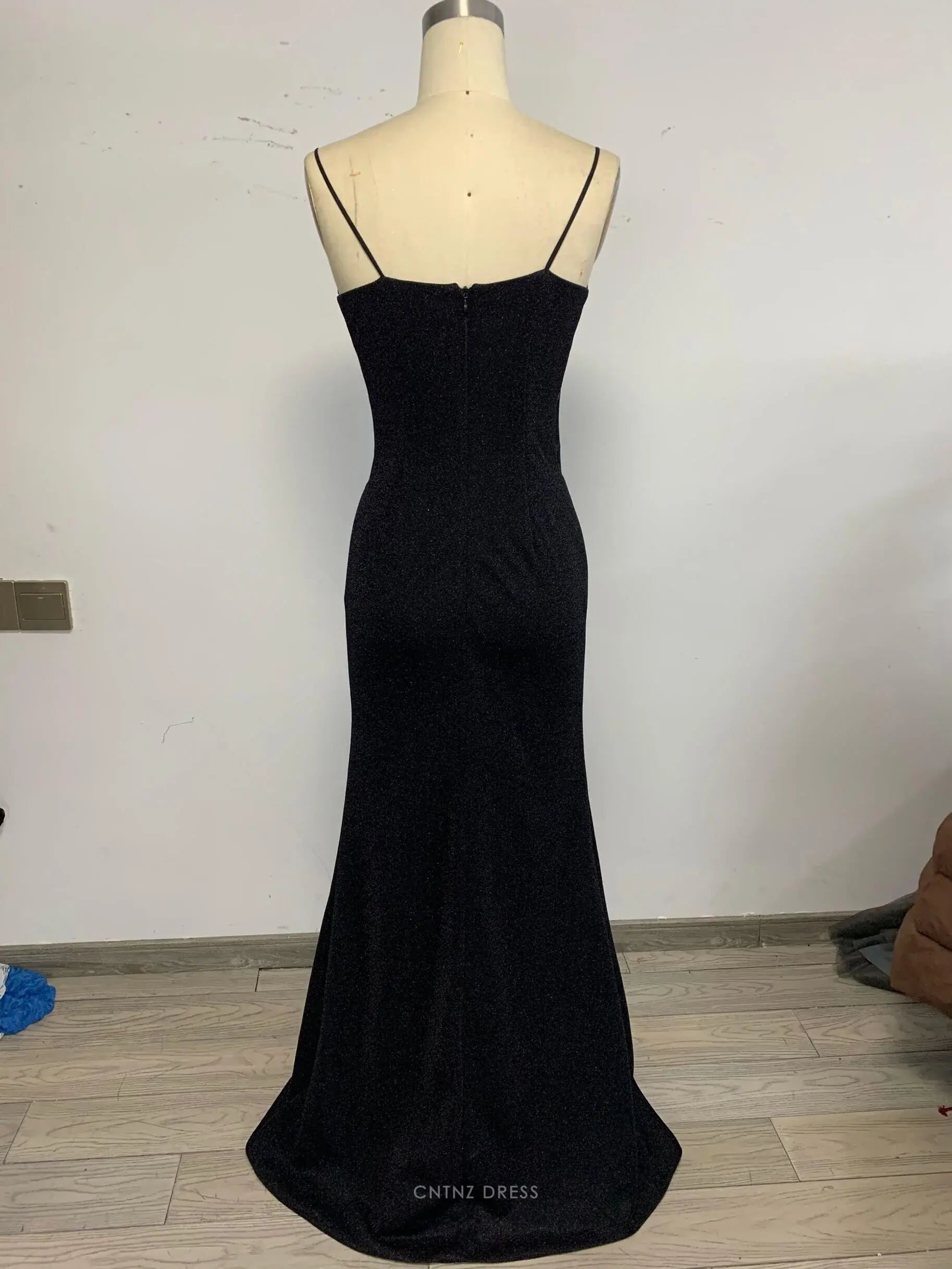 Wholesa Mermaid Sparkle Strapless Black Long formal dresses Bridesmaid Dresses evening gown Prom Dress