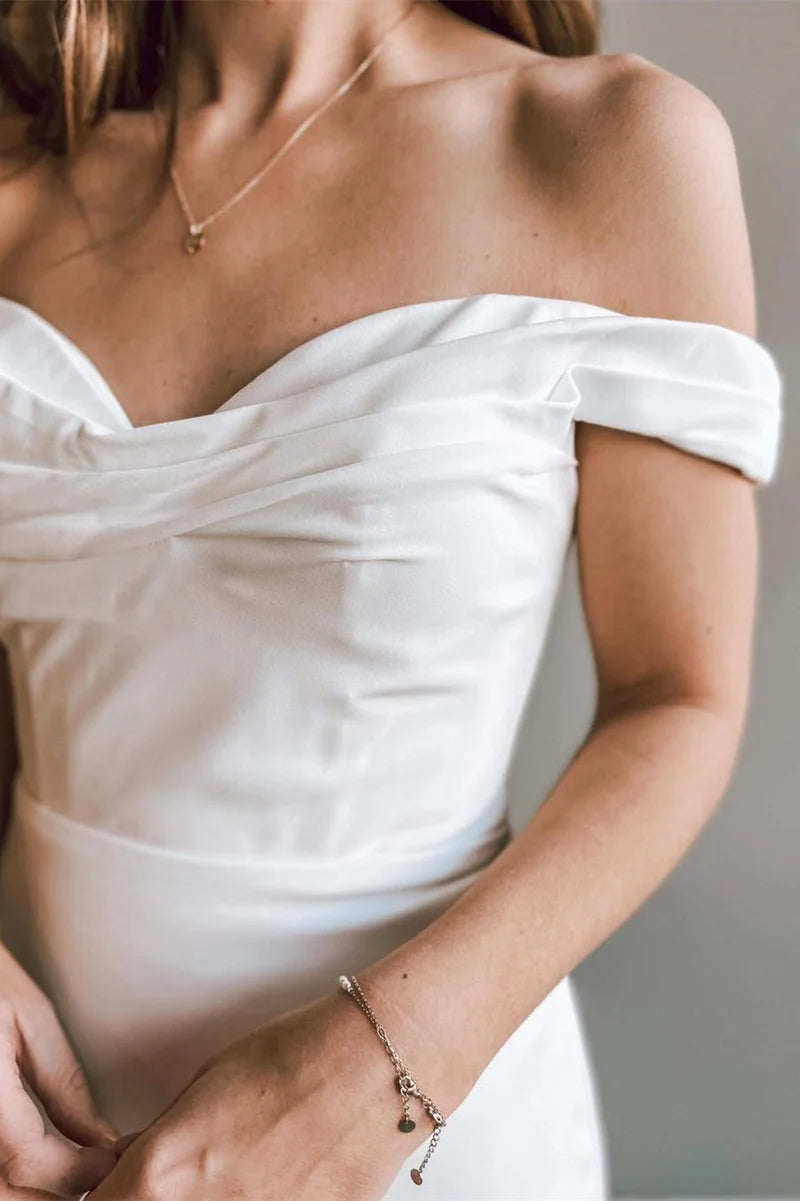 Wholesa Mermaid Off-the-Shoulder Trumpet Long Wedding Dress