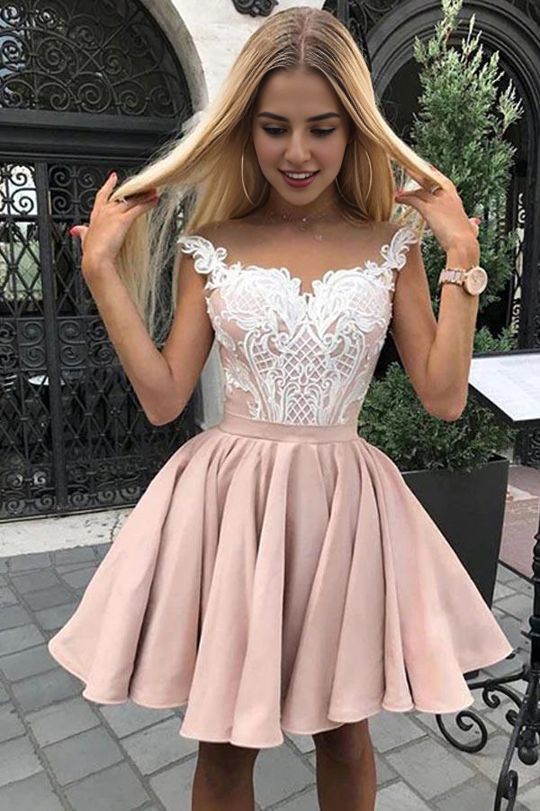 CNTNZ DRESS Hot Sale Short Prom Dress A-Line Ruches Lace Appliques Hot Selling Cute Homecoming Dress