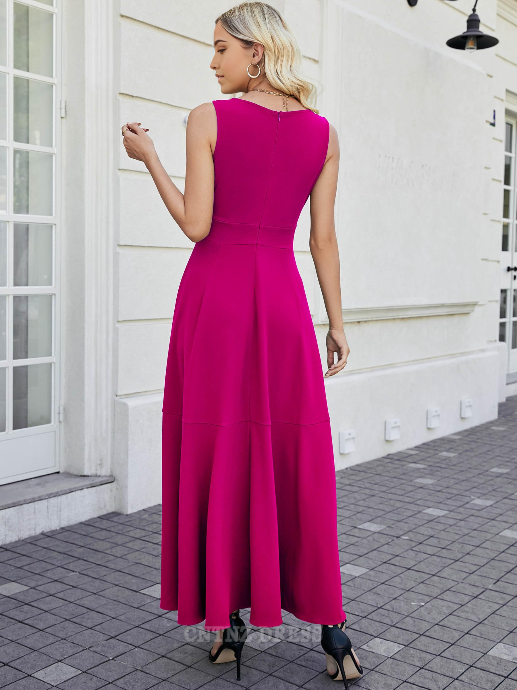 Wholesa A-line V Neck Sleeveless formal dresses Bridesmaid Dresses evening gown Prom Dress