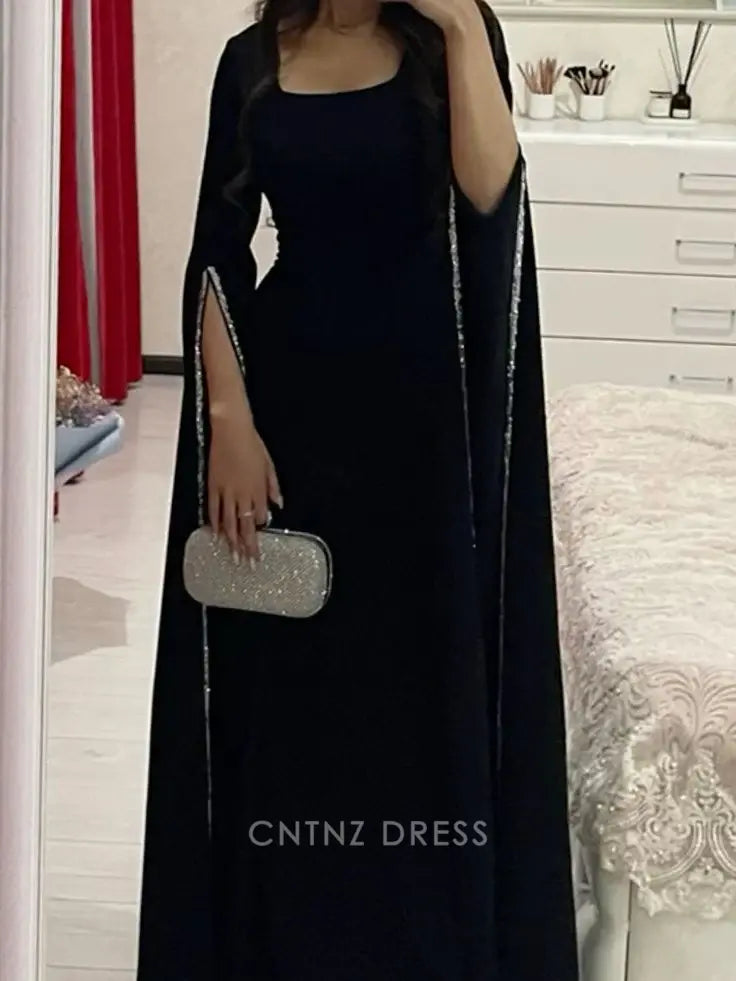 Wholesa A-line Charming Long Sleeves Black formal dresses Bridesmaid Dresses evening gown Prom Dress