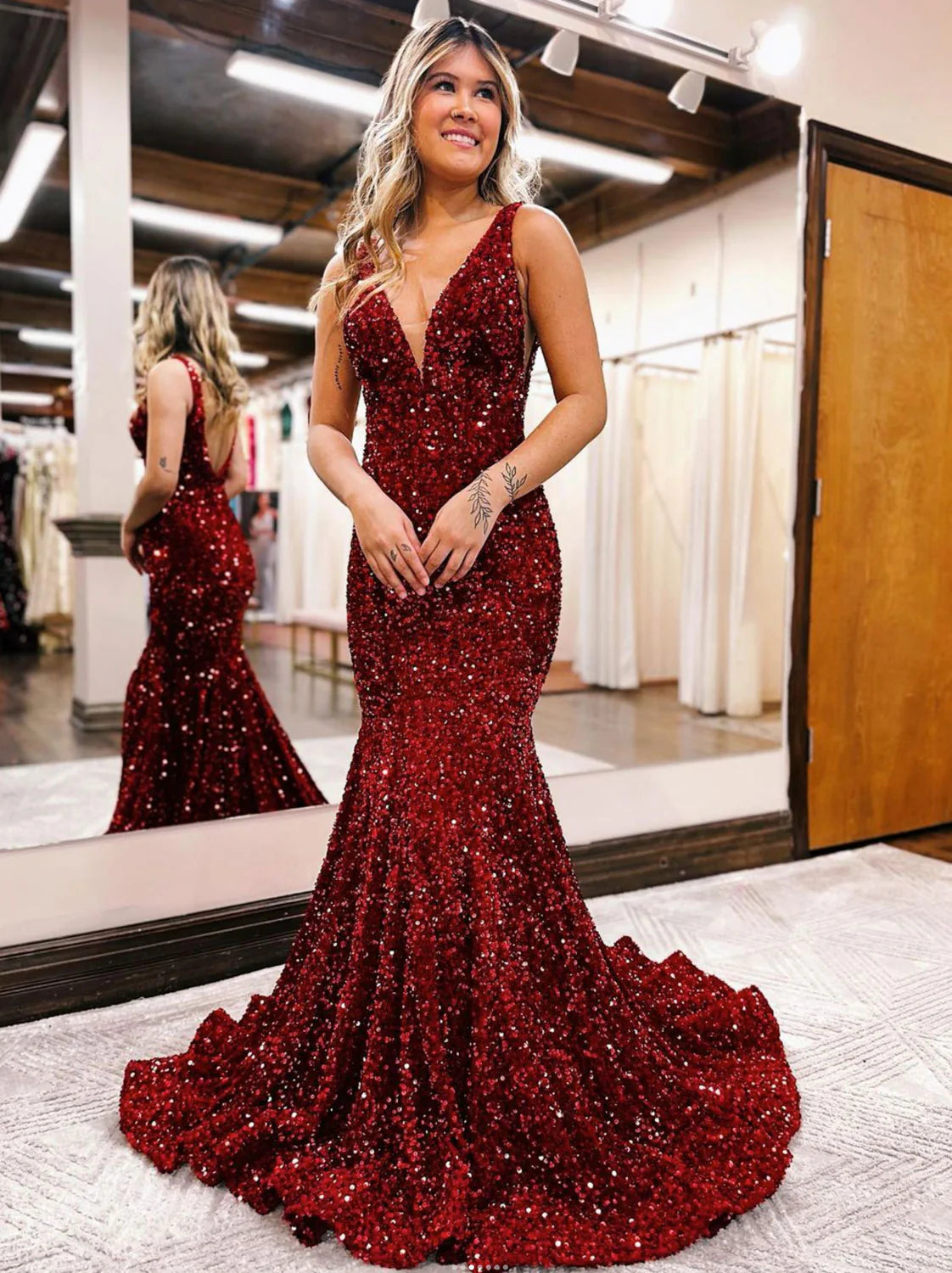 Wholesa Mermaid Sequin Formal Long Prom Dresses