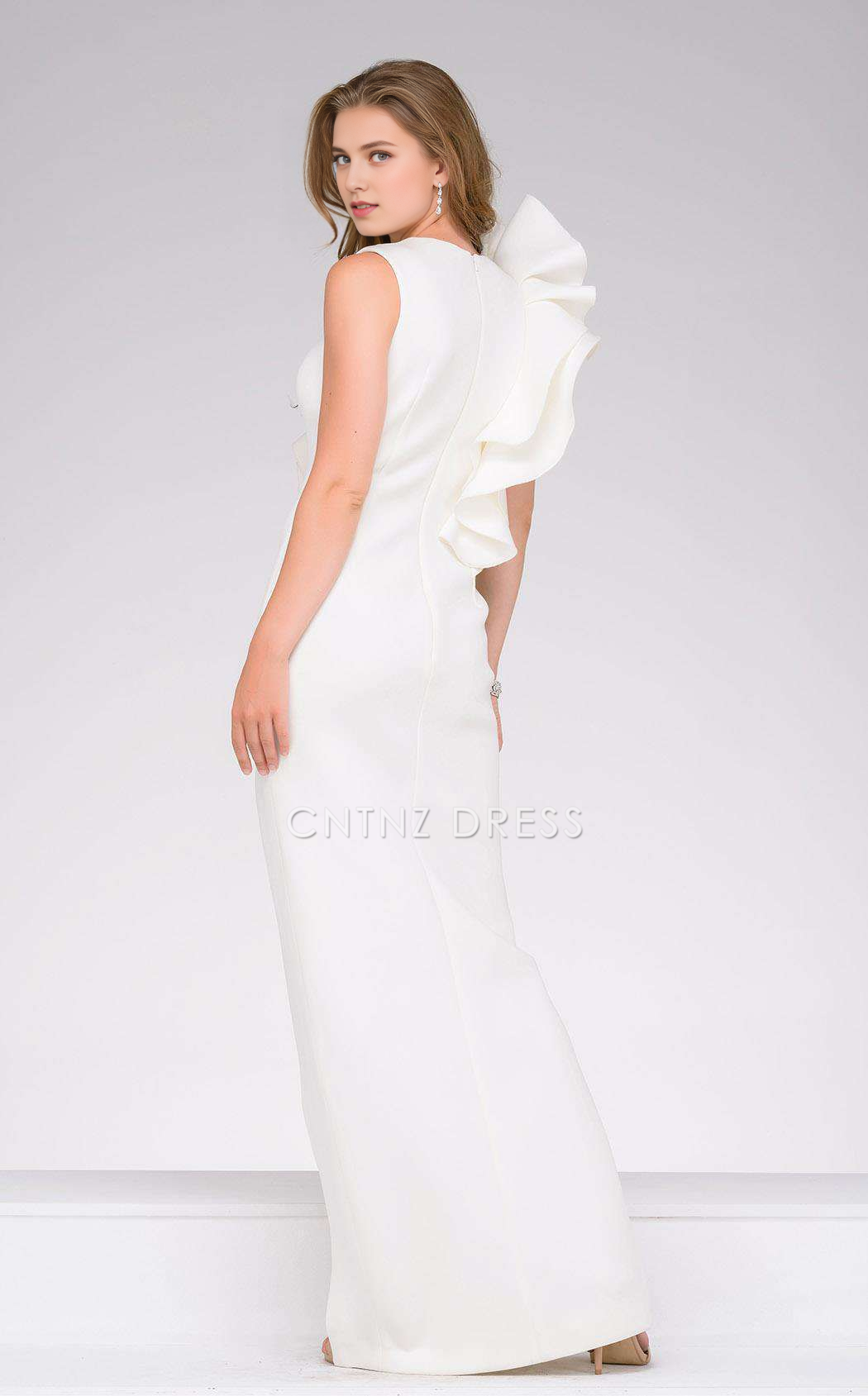 CNTNZ DRESS Exquisite Sheath Ruched Sleeves Side Fork Unique Elegant Hot Sale Wedding Dress