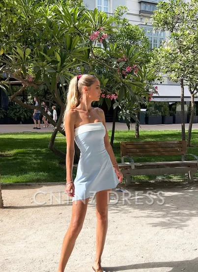 Wholesa Beach Sleeveless Strapless Tube Bodycon Homecoming Dress formal dresses Bridesmaid Dresses evening gown Prom Dress