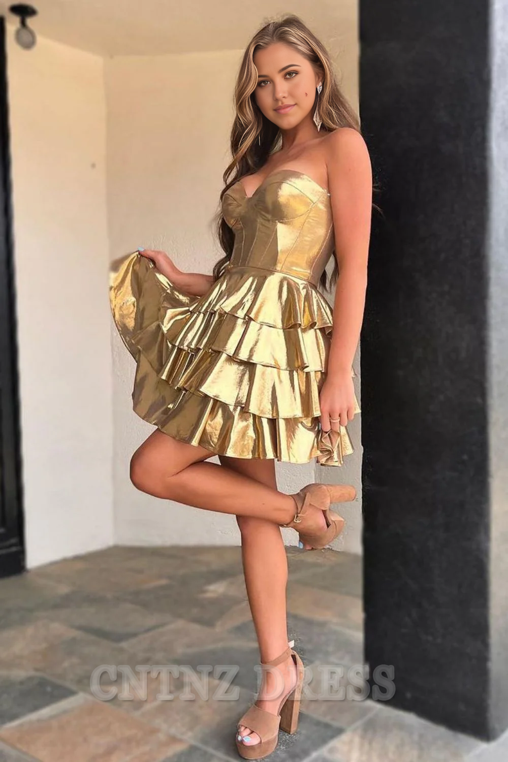 Wholesa A-Line Sweetheart Short Tiered formal dresses Bridesmaid Dresses evening gown Prom Dress Homecoming Dress