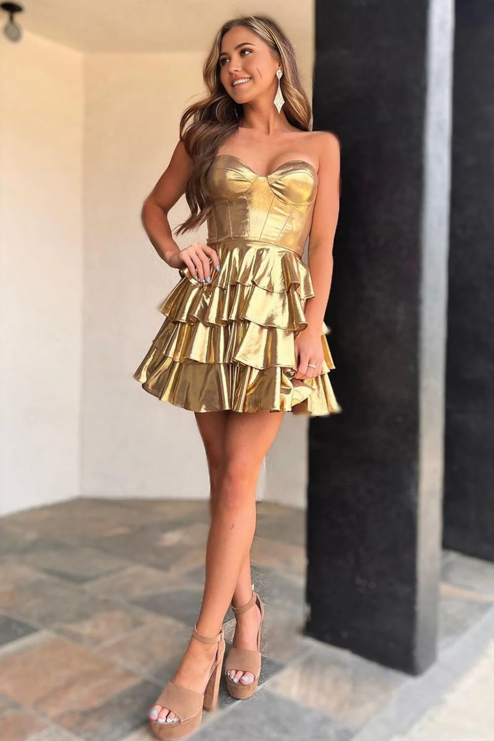 Wholesa A-Line Sweetheart Short Tiered formal dresses Bridesmaid Dresses evening gown Prom Dress Homecoming Dress
