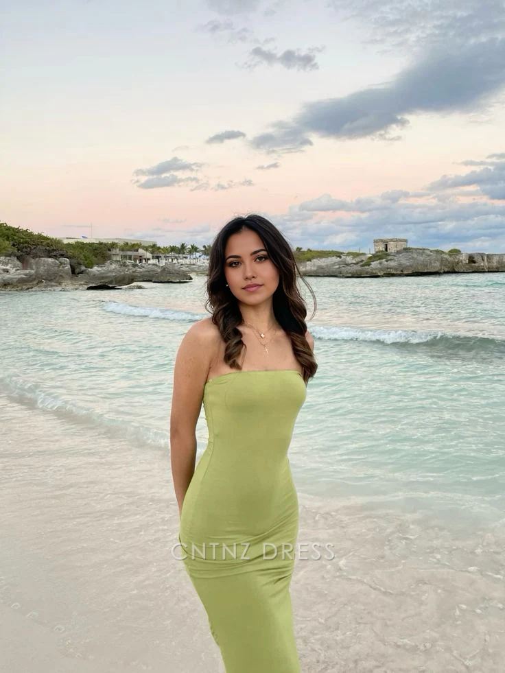 Wholesa Sheath Sexy Strapless Green formal dresses Bridesmaid Dresses evening gown Prom Dress