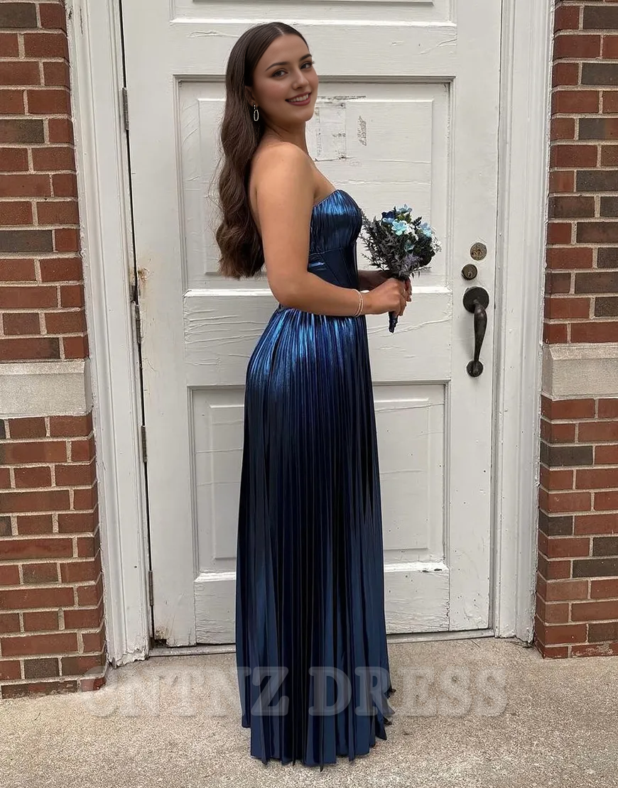 Wholesa A-Line Strapless Corset Long formal dresses evening gown Prom Dress with Slit