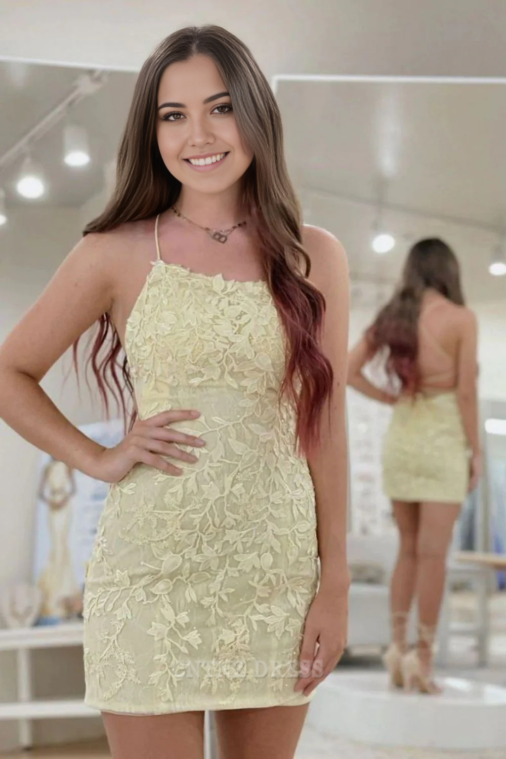 Wholesa Sheath Spaghetti Straps Short Homecoming Dress formal dresses Bridesmaid Dresses evening gown Prom Dress