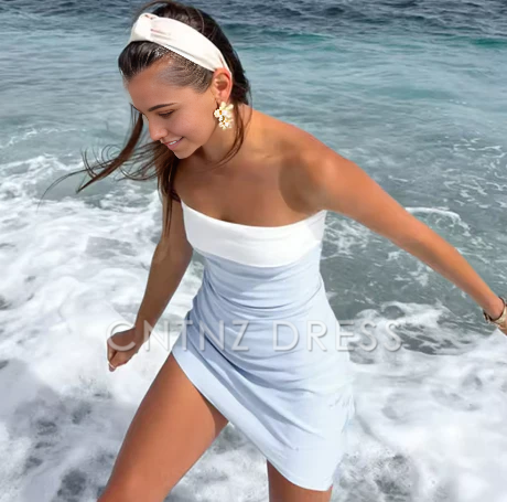 Wholesa Beach Sleeveless Strapless Tube Bodycon Homecoming Dress formal dresses Bridesmaid Dresses evening gown Prom Dress