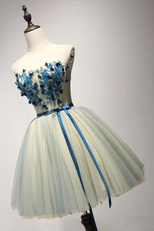 CNTNZ DRESS Hot Sale Homecoming Dress A Line Sweetheart Cute Appliques Short Dress Bow Belt Short Prom Dress