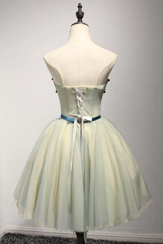 CNTNZ DRESS Hot Sale Homecoming Dress A Line Sweetheart Cute Appliques Short Dress Bow Belt Short Prom Dress