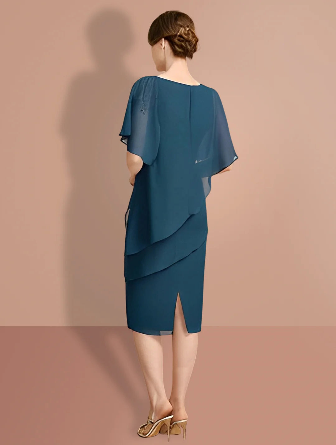 Wholesa Sheath Knee-Length Short Sleeves Mother Of The Bride Dresses