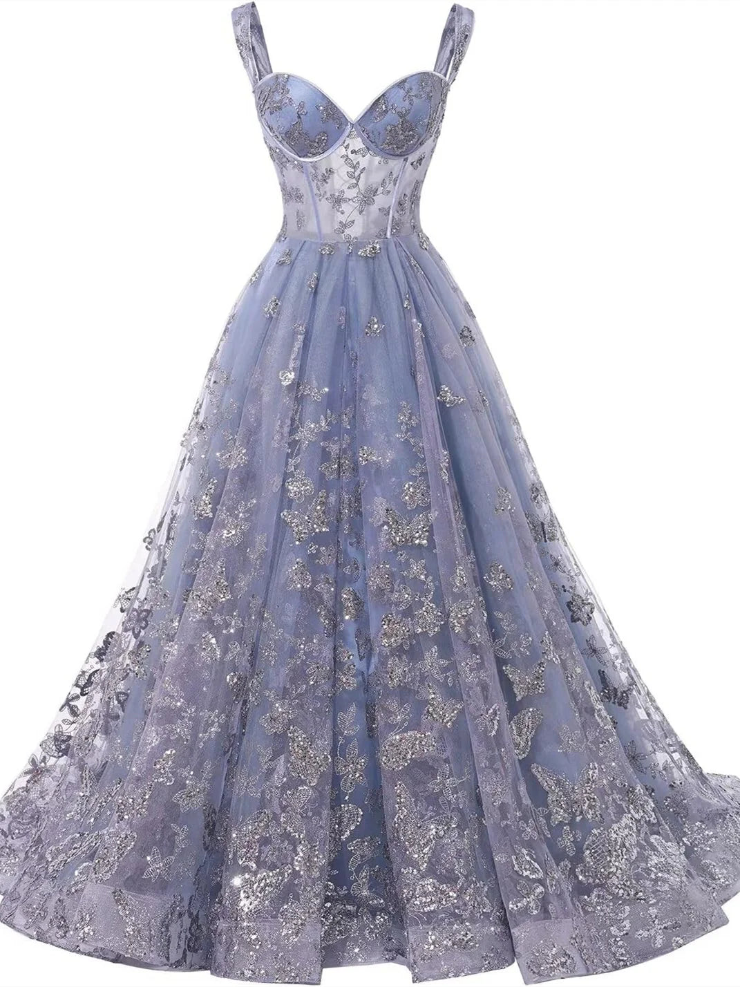 Wholesa A-Line Sweetheart Spaghetti Straps Floor-Length Prom Dress