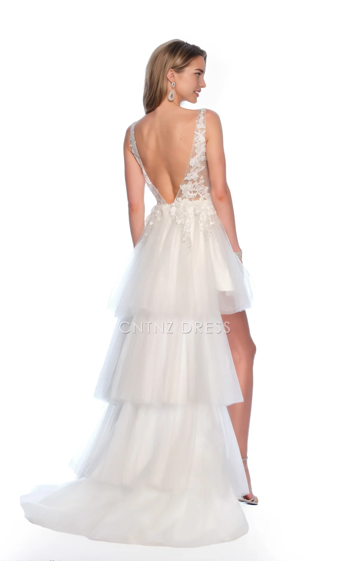 CNTNZ DRESS Gorgeous A Line V-Neckline Short Dress With Layering Floor-Length Fashion Unique Hot Sale Wedding Dress