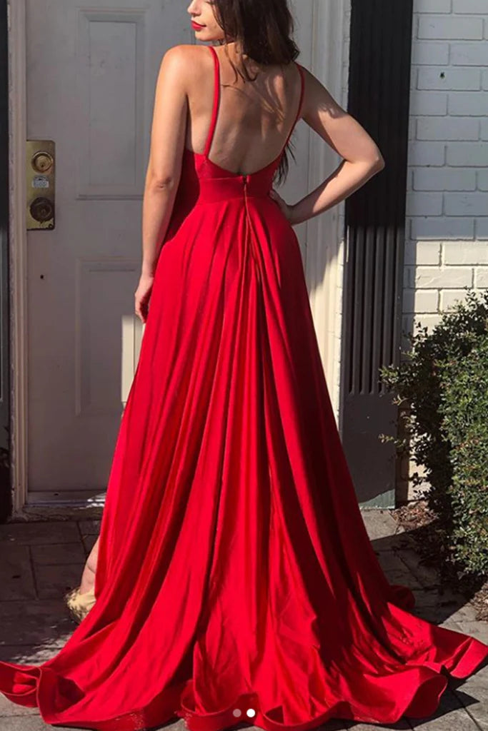 Wholesa Spaghetti Straps V Neck Evening Formal Gown Long Bridesmaid Dress