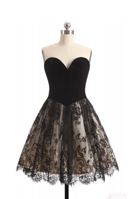 CNTNZ DRESS Hot Sale Homecoming Dress A Line Strapless Sweetheart Lace Short Retro Short Prom Dress