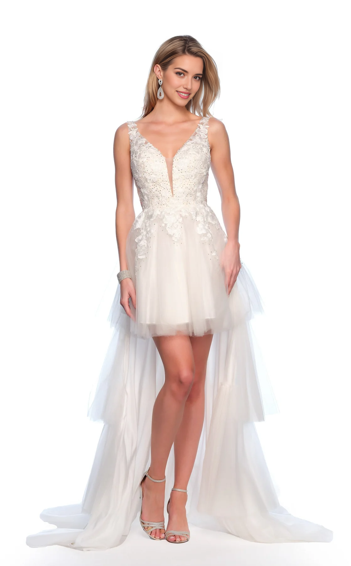 CNTNZ DRESS Gorgeous A Line V-Neckline Short Dress With Layering Floor-Length Fashion Unique Hot Sale Wedding Dress