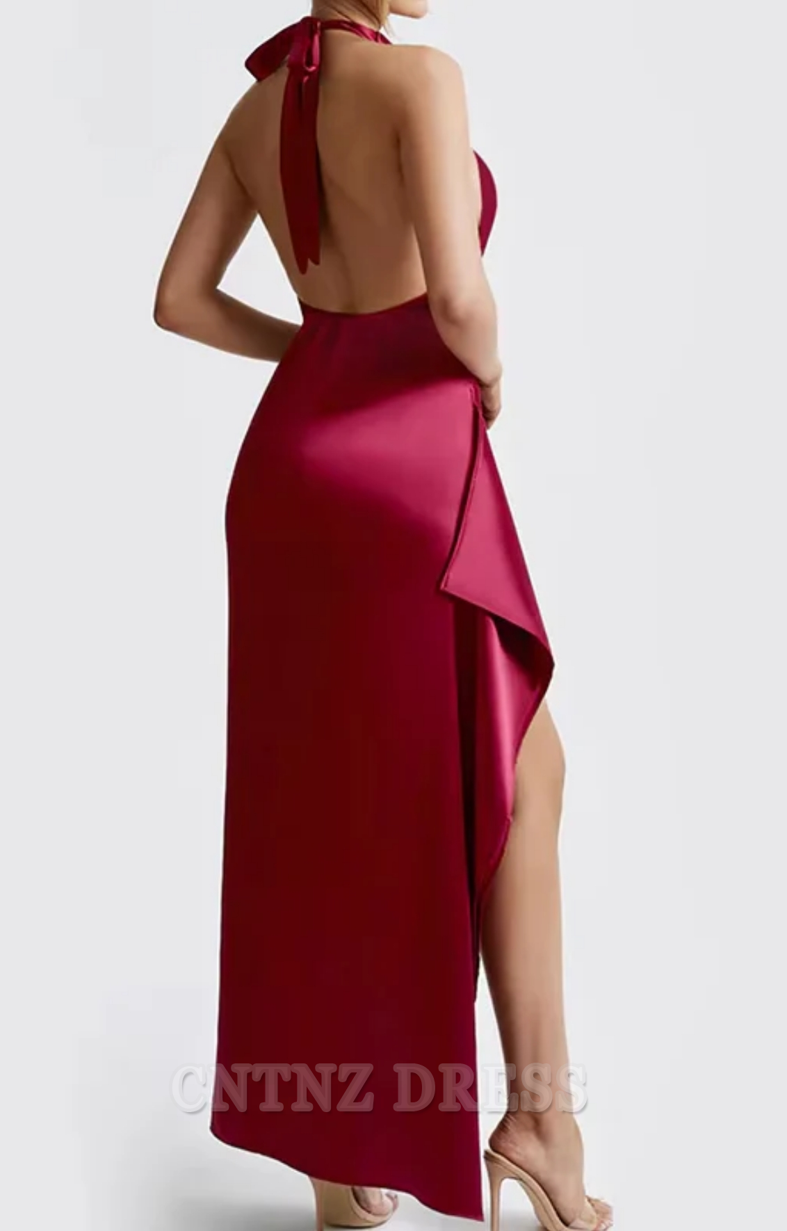 Wholesa Elegant Halter Lace Up Backless Dress High Waist formal dresses Bridesmaid Dresses evening gown Prom Dress