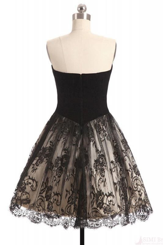 CNTNZ DRESS Hot Sale Homecoming Dress A Line Strapless Sweetheart Lace Short Retro Short Prom Dress