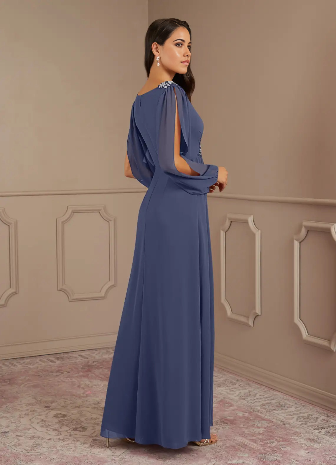 Wholesa A-Line V-Neck Sequins Chiffon Stormy formal dresses evening dress Mother of the Bride Dresses