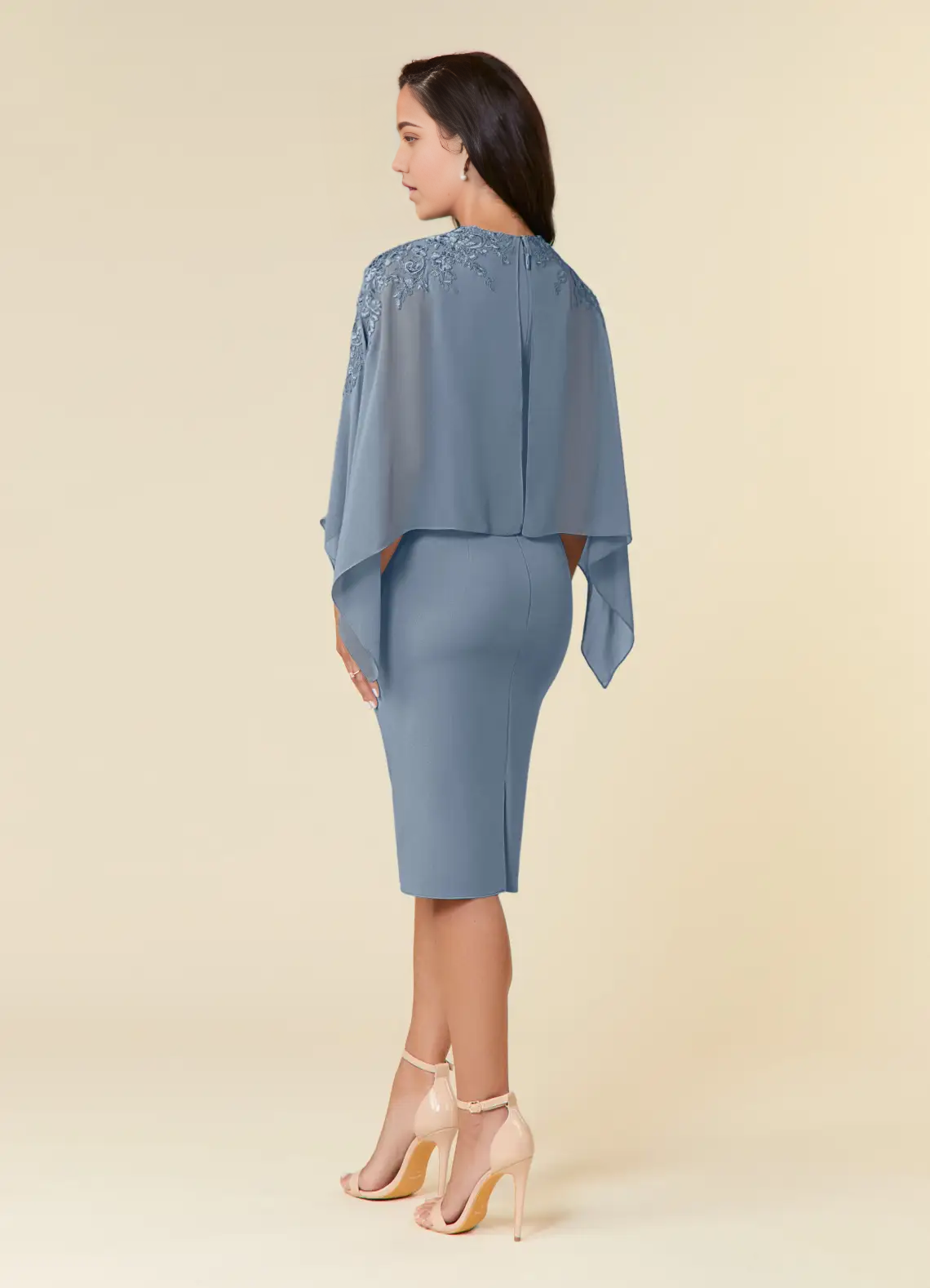 Wholesa Sheath Lace Chiffon Tea Length formal dresses evening dress Mother of the Bride Dresses