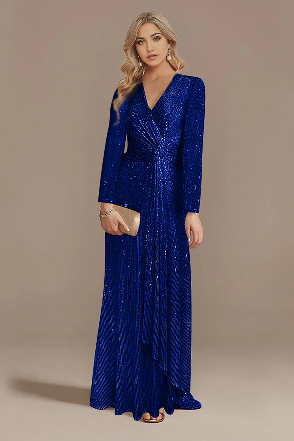 Wholesa A-line Glitter Mother of the Bride Dress with Long Sleeves
