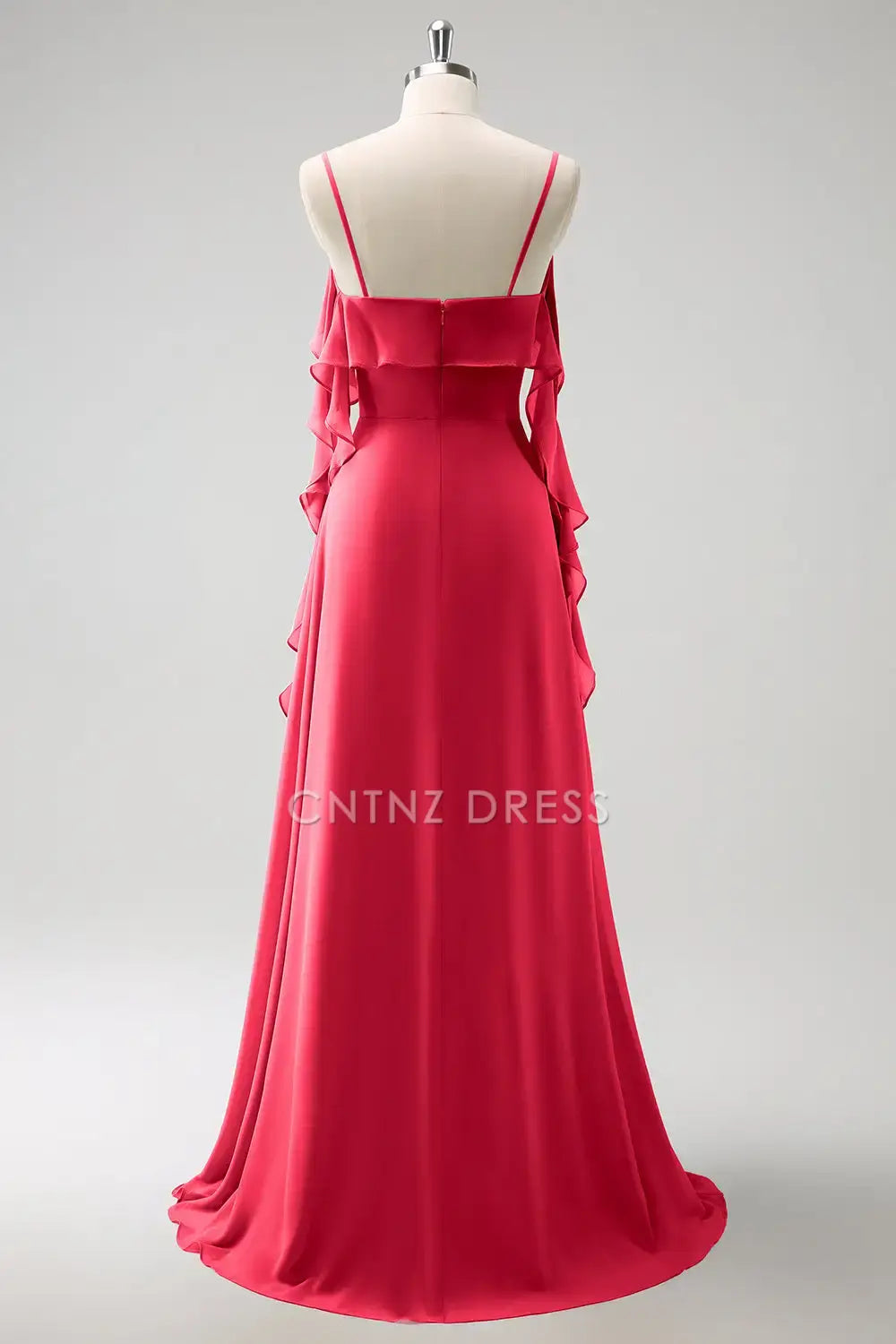 CNTNZ DRESS A Line Spaghetti Strap Ruched Side Fork Backless Elegant Fashion Long Hot Sale Prom Dress
