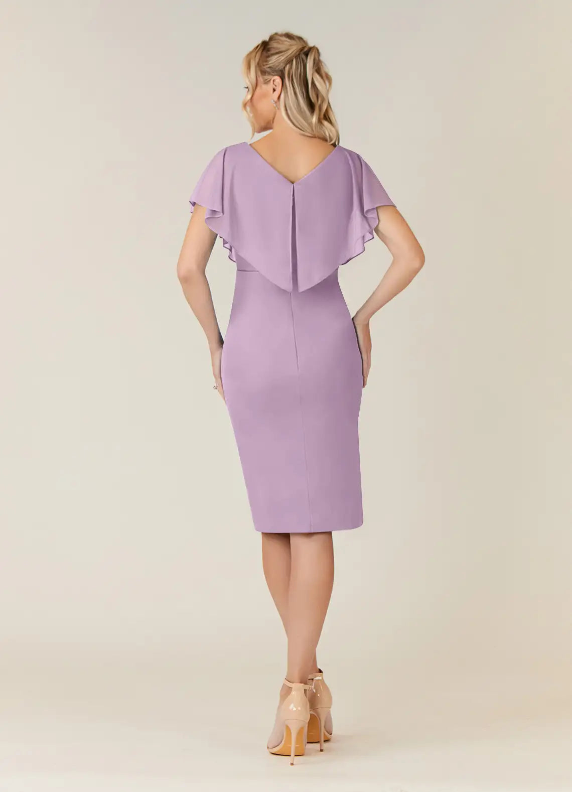 Wholesa Sheath V-Neck Pleated Tea Length Wisteria formal dresses evening dress Mother of the Bride Dresses