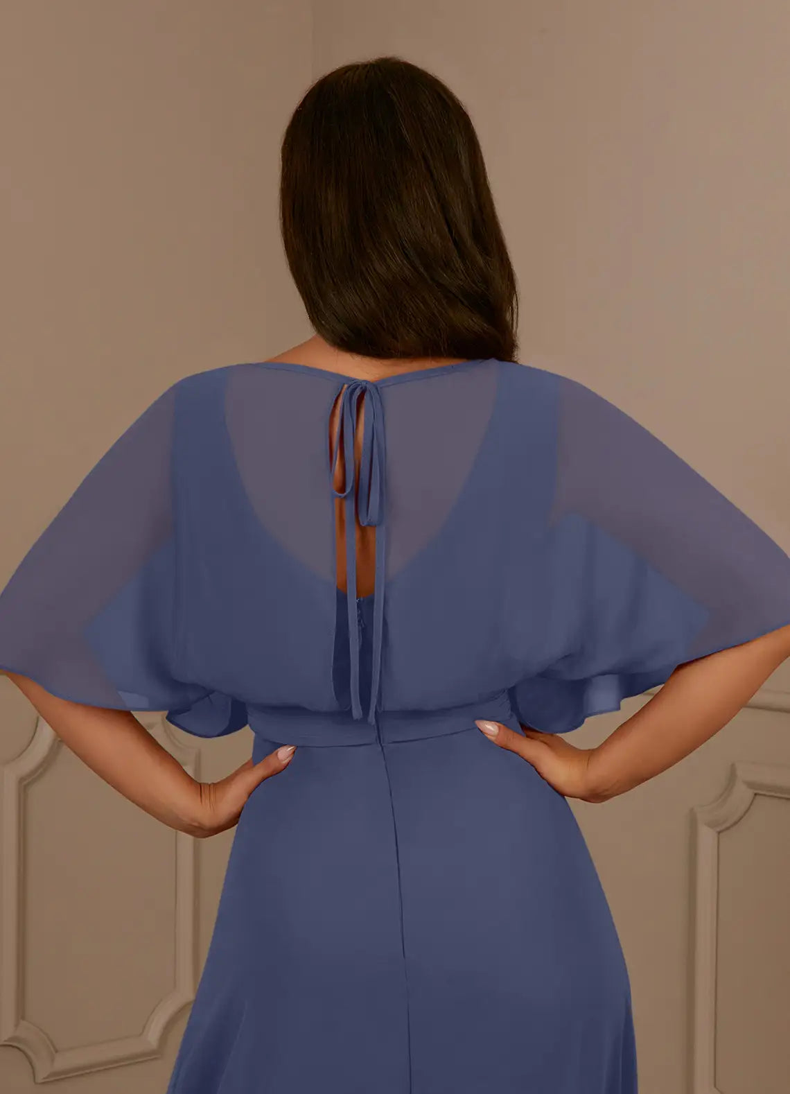 Wholesa A-Line V-Neck Pleated Chiffon Stormy Mother of the Bride Dresses