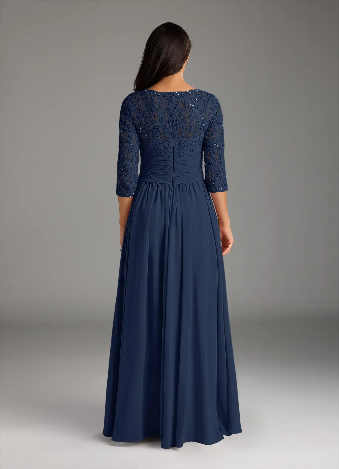 Wholesa A-Line Lace Chiffon Dark Navy formal dresses evening dress Mother of the Bride Dresses