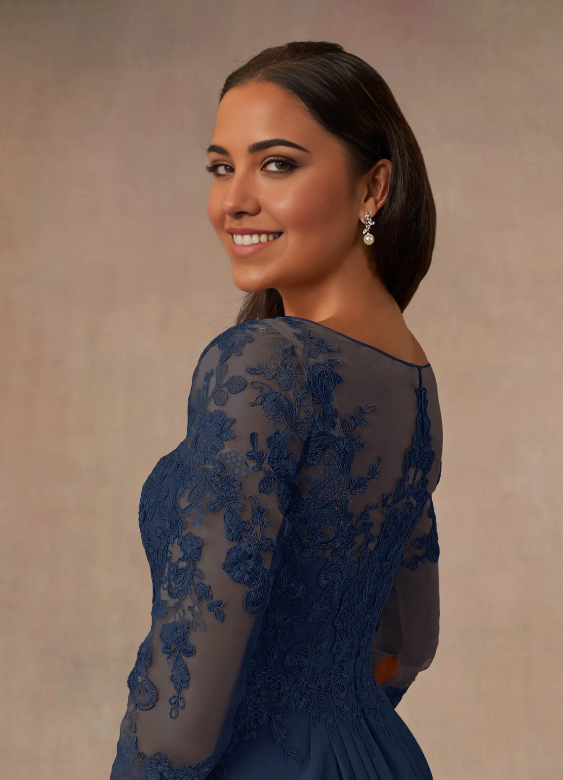 Wholesa A-Line Scoop Chiffon Dark Navy Mother of the Bride Dresses