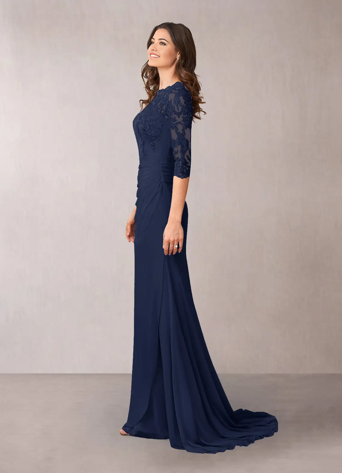 Wholesa Mermaid Off the Shoulder Appliques Dark Navy formal dresses evening dress Mother of the Bride Dresses