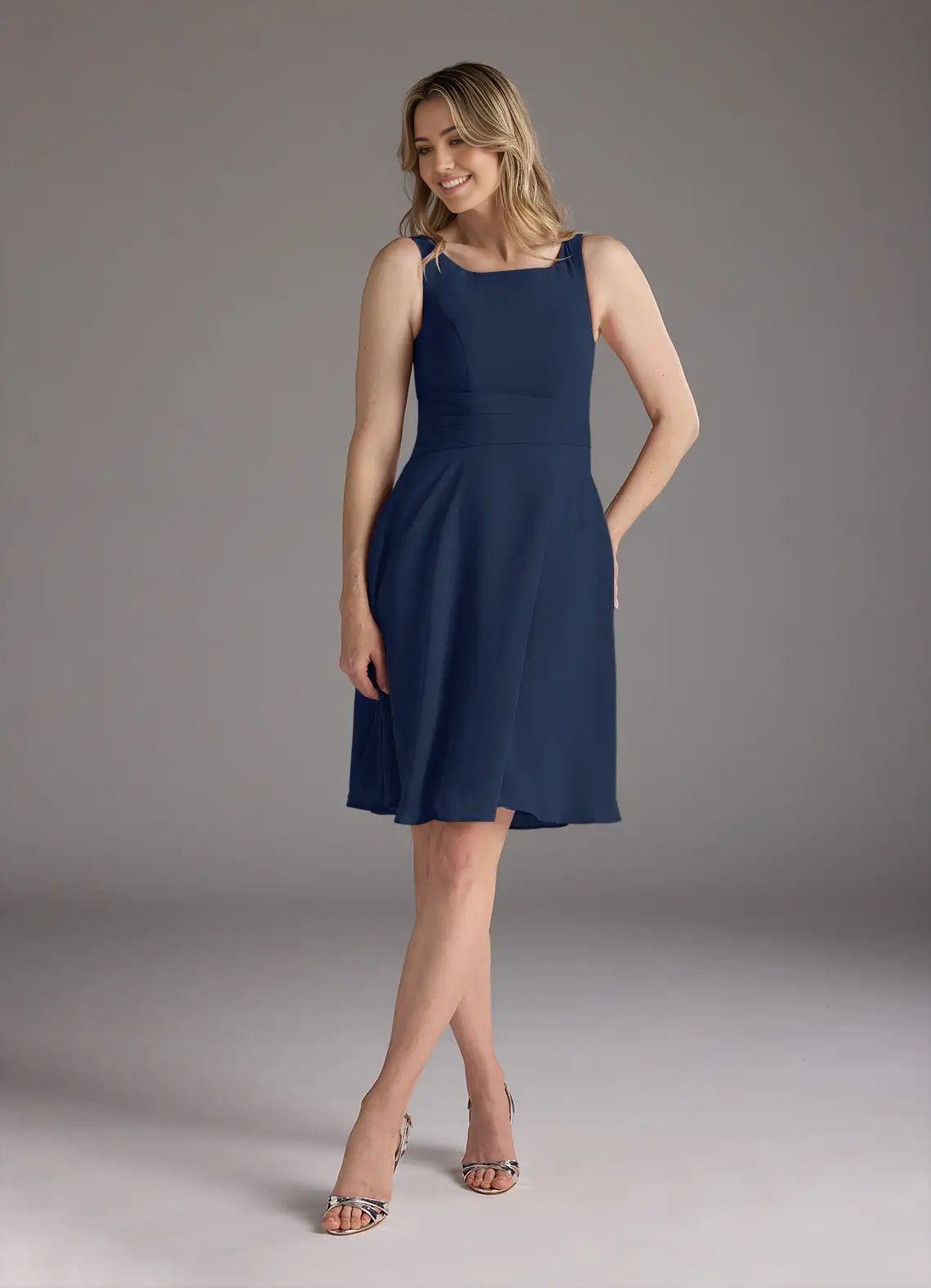 Wholesa A-Line Scoop Pleated Chiffon Dark Navy formal dresses Mother of the Bride Dresses