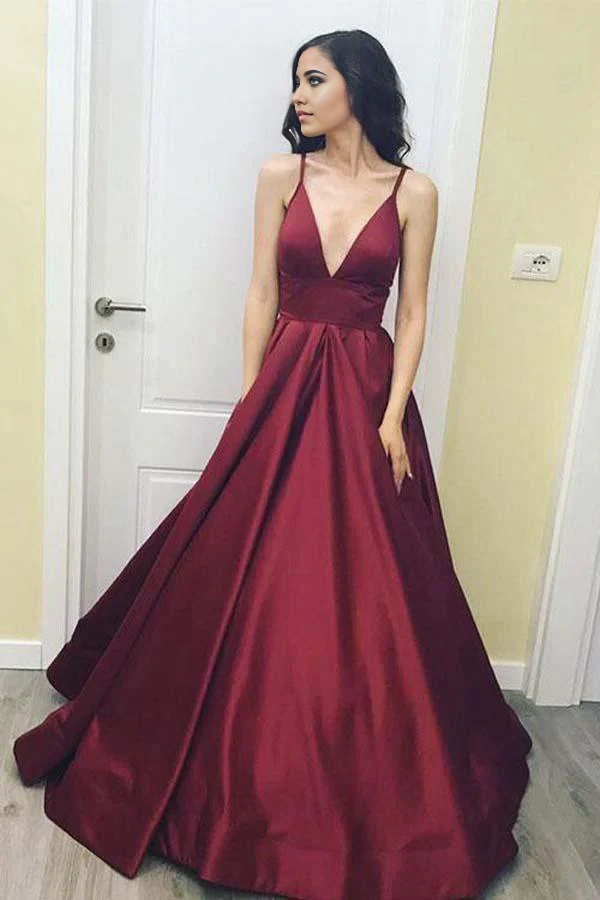 Wholesa A-line Floor Length Simple V Neck Long Prom Dress Evening Dresses