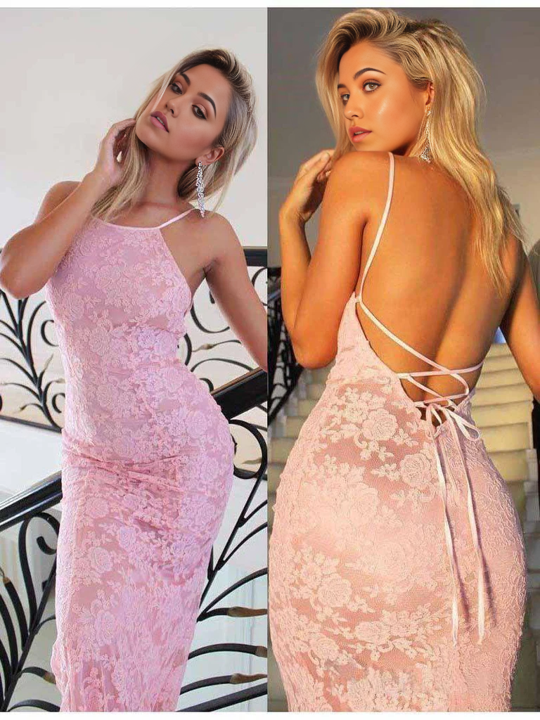 Wholesa Mermaid Simple Lace Floor-Length Evening Dresses Prom Dresses