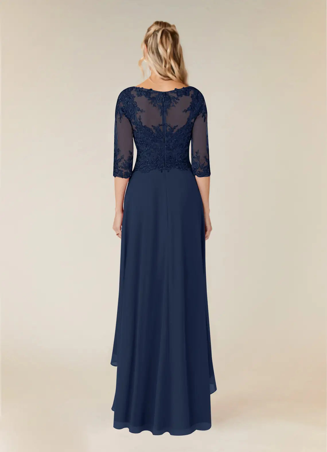 Wholesa A-Line Lace Chiffon Dark Navy formal dresses evening dress Mother of the Bride Dresses