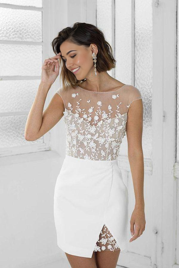 Wholesa Short Bridal Banquet Dress Lace Applique Homecoming Dress