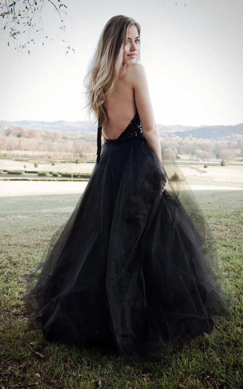 Wholesa Halter Backless Sexy Tulle Sleeveless Wedding Dress with Sequins
