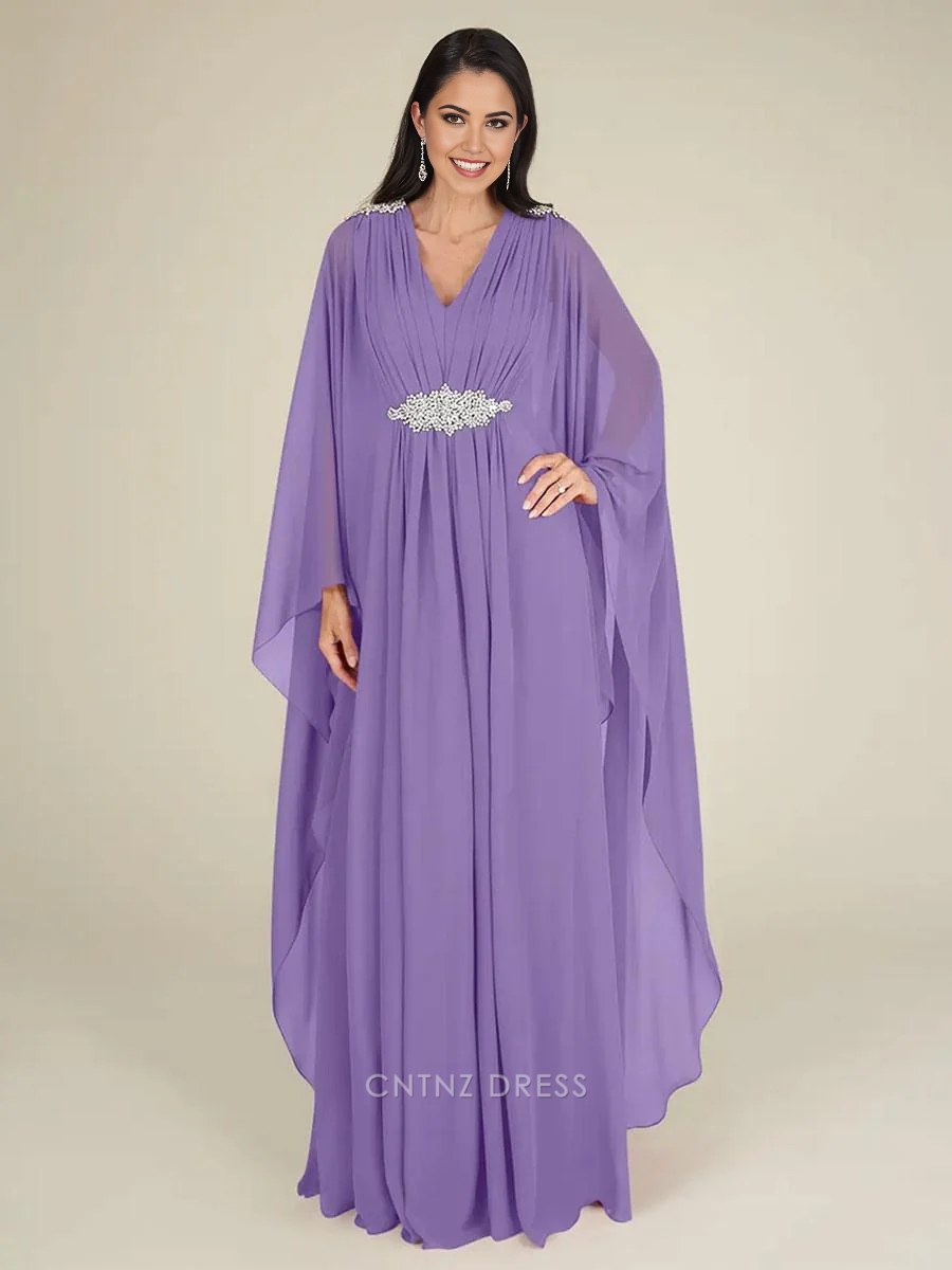 Wholesa A-Line V-Neck Sleeveless Applique Chiffon Wedding Guest Dresses Mother of the Bride Dresse