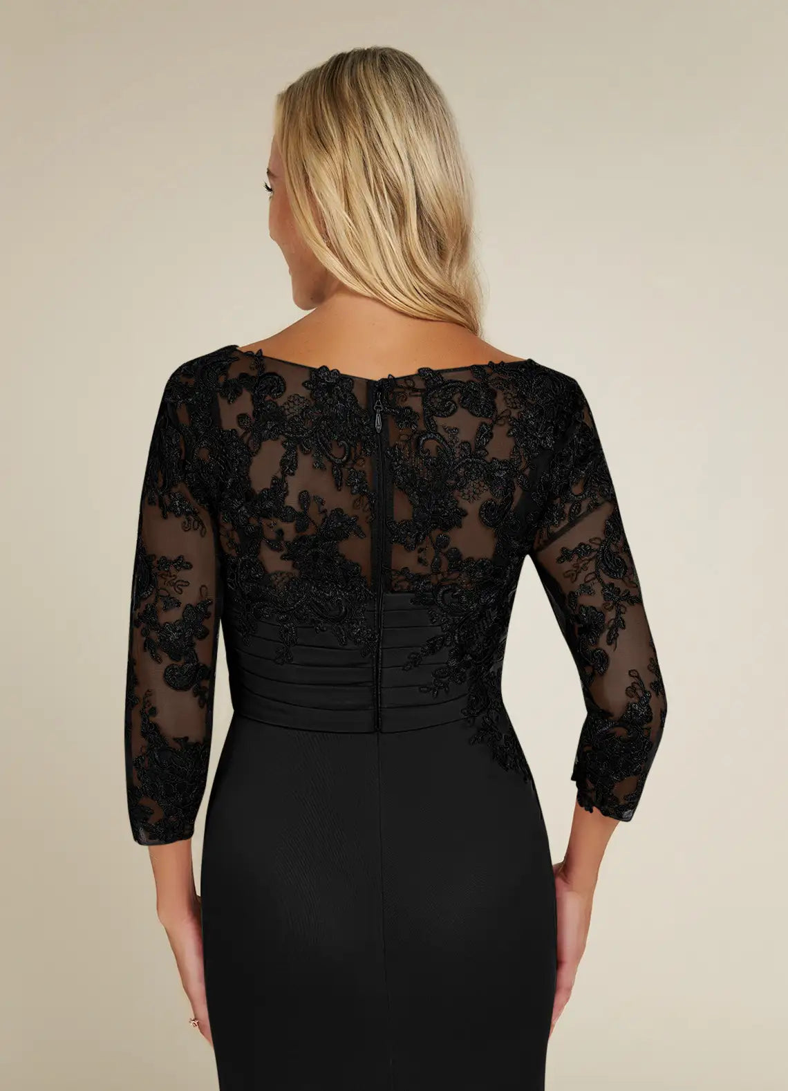 Wholesa Sheath Scoop Lace Lace Appliques Black Mother of the Bride Dresses