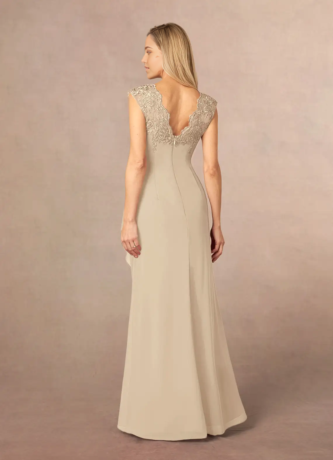 Wholesa A-Line Lace Appliques Chiffon Champagne formal dresses evening dress Mother of the Bride Dresses