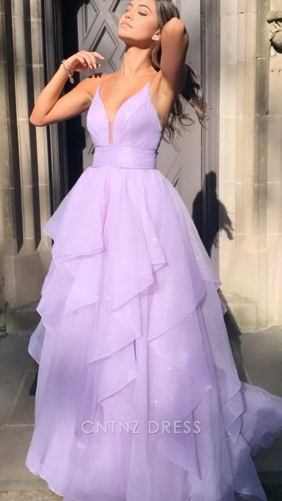 Wholesa A-line Elegant V Neck Lilac formal dresses Bridesmaid Dresses evening gown Prom Dress