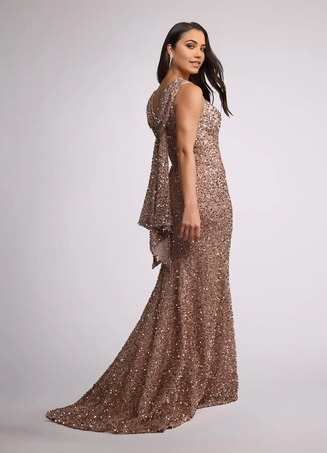 Wholesa Mermaid Ruched Sequins Champagne formal dresses evening dress Mother of the Bride Dresses