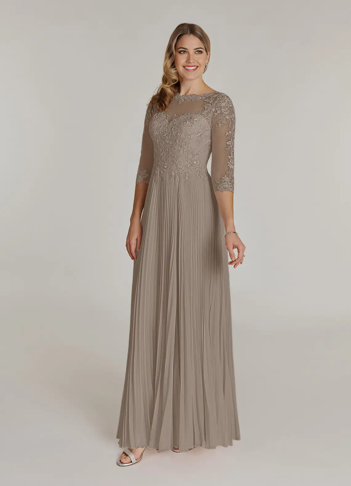Wholesa A-Line Sequins Appliques Chiffon Taupe formal dresses evening dress Mother of the Bride Dresses