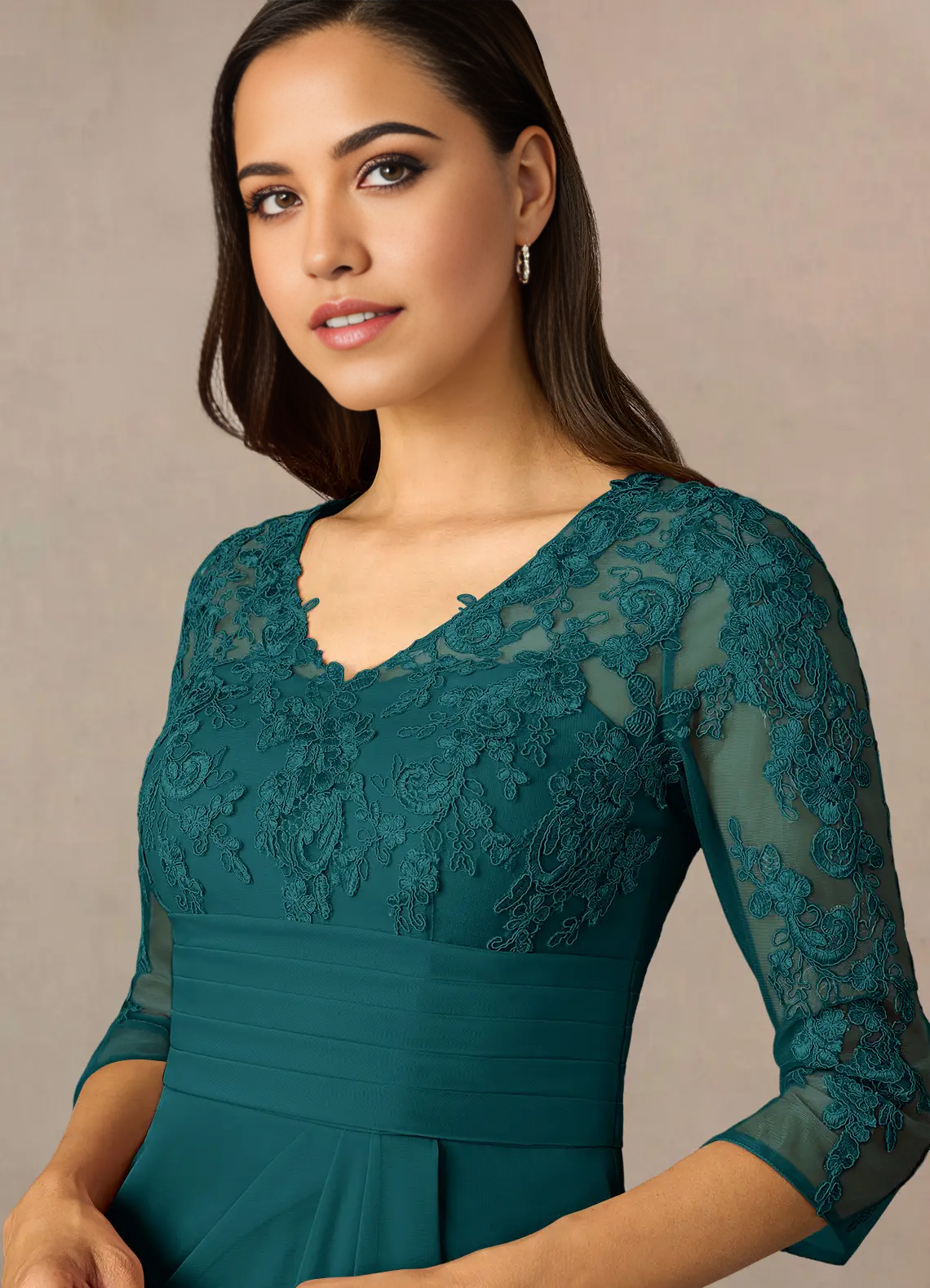 Wholesa Sheath Appliques Lace Peacock 3/4 Length Sleeve formal dresses evening dress Mother of the Bride Dresses