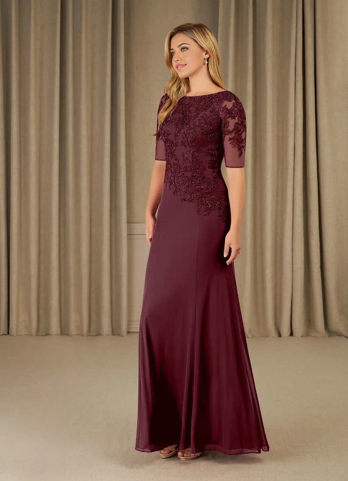 Wholesa Mermaid Lace Appliques Cabernet formal dresses evening dress Mother of the Bride Dresses